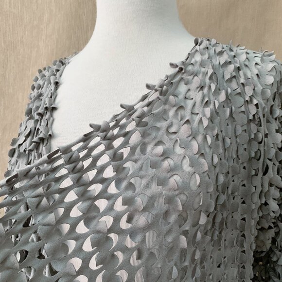 Linea Domani Taupe Waterfall Cardigan | All-Over Laser-Cut Detail | XL - Picture 10 of 14